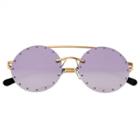 Bertha Rimless Round Sunglasses-womens