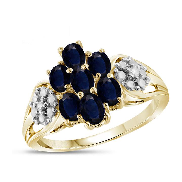 Womens Diamond Accent Sapphire Blue 14k Gold Over Silver Cluster Ring