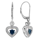Diamond Accent Blue Diamond Sterling Silver Drop Earrings