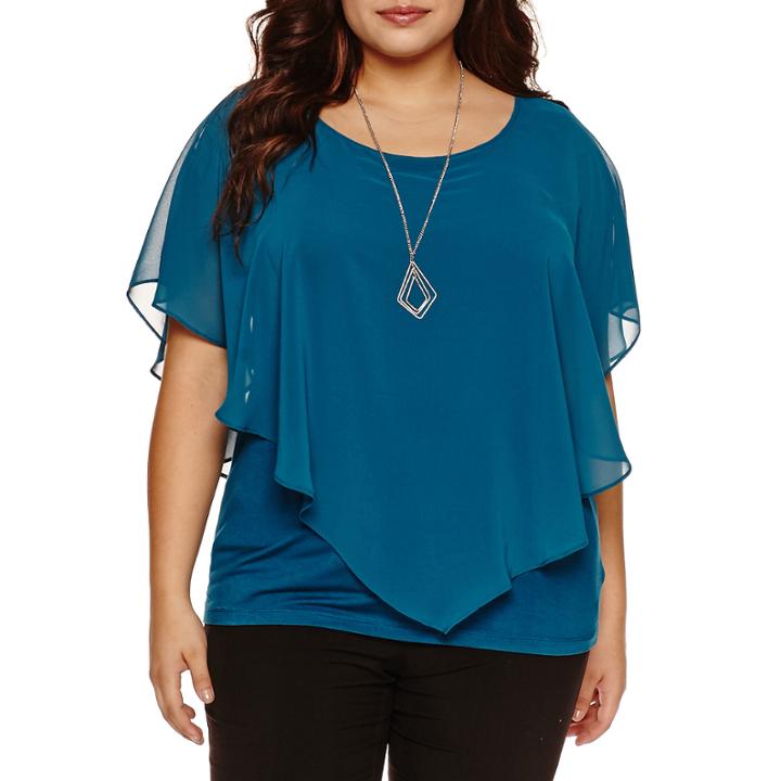 Alyx Short Sleeve Round Neck Woven Blouse-plus