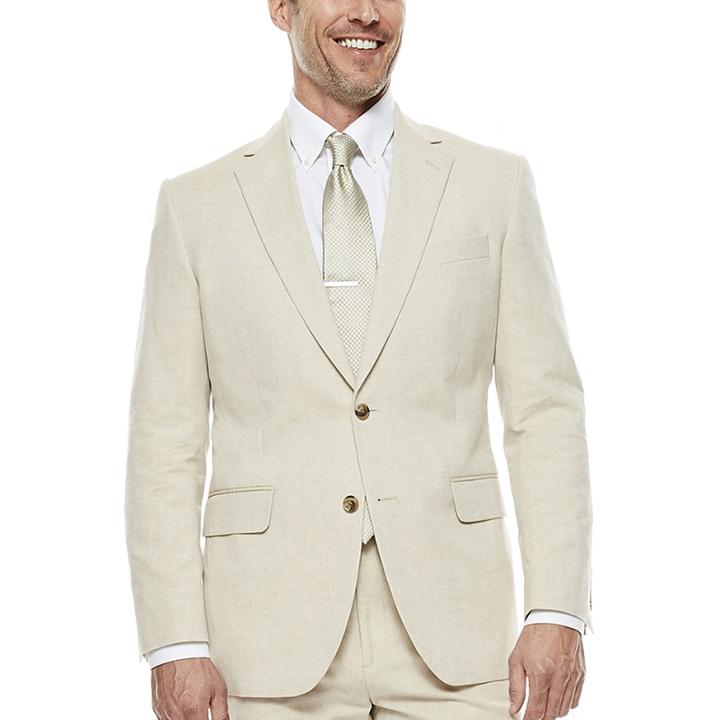 Stafford Tan Linen-cotton Suit Jacket - Classic Fit