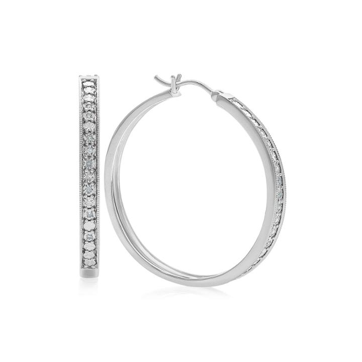 1/10 Ct. T.w. White Diamond Sterling Silver Hoop Earrings