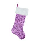 20.5 Ice Palace Purple Sequin Snowflake Christmas Stocking With White Faux Fur Cuff