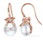 Cultured Freshwater Pearl & Diamond Accent 10k Rose Gold Earrings