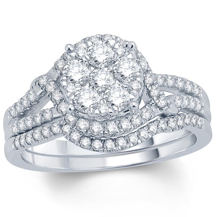 Womens 1 Ct. T.w. Genuine White Diamond 10k Gold Bridal Set
