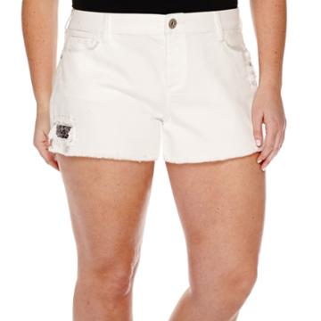 Arizona Blanco Wash Americana Shorts - Juniors Plus