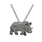 Animal Planet&trade; Crystal Sterling Silver White Rhino Pendant Necklace
