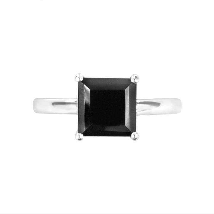Genuine Princess-cut Black Onyx Sterling Silver Ring