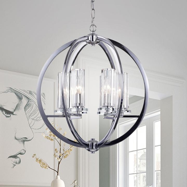 Nithya Chrome 19-inch Round Pendant Light