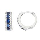 Lab Created Sapphire And 1/2c. T.t.w. Diamond 10k White Gold Earrings