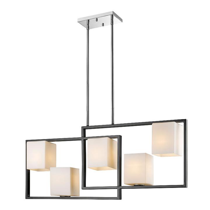 Eglo Regis Falls 5 Light 36 Inch Black And Chromelinear Pendant Ceiling Light