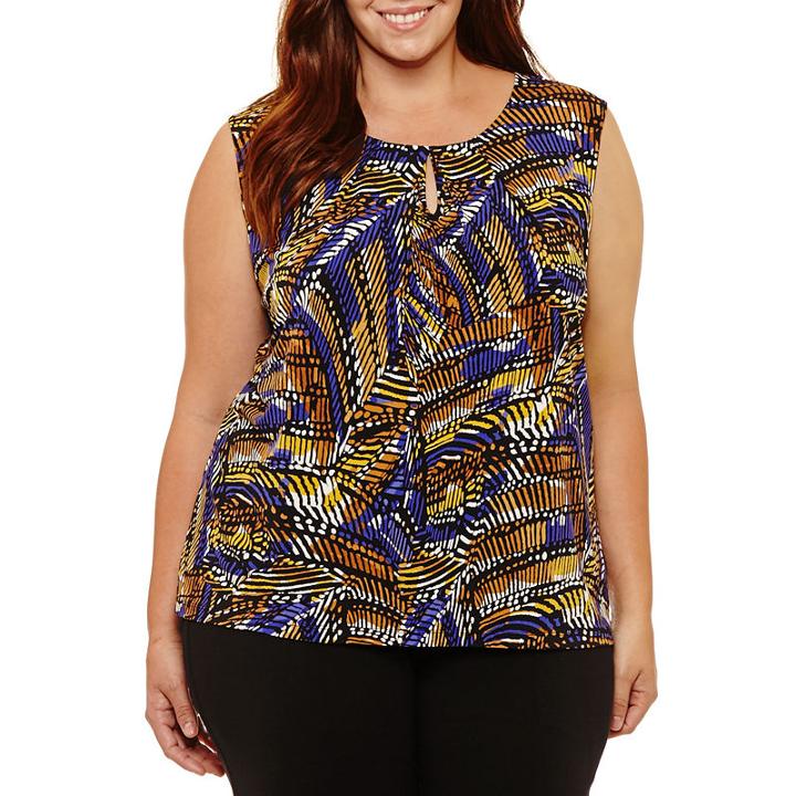 Black Label By Evan-picone Sleeveless Scoop Neck Jersey Blouse - Plus