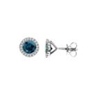 Limited Quantities 1/3 Ct. T.w. White And Color-enhanced Blue Diamond 14k White Gold Stud Earrings