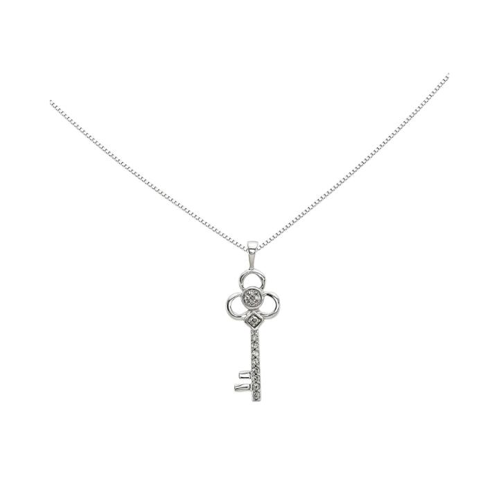 Diamond Accent 14k White Gold Key Pendant