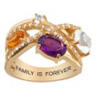 Personalized Womens Simulated Cubic Zirconia Multi Color 18k Gold Over Silver Oval Cocktail Ring