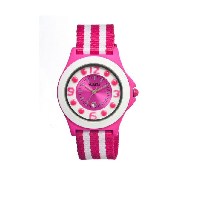 Crayo Womens Carnival Pink & White Nylon-strap Watch With Date Cracr0705
