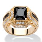 Diamonart Womens 5 3/4 Ct. T.w. Emerald Black Cubic Zirconia 14k Gold Over Silver Engagement Ring