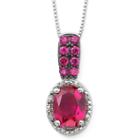 Lab-created Oval Ruby & Diamond-accent Pendant Necklace