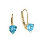 Genuine Blue Topaz 14k Yellow Gold Heart-shaped Earrings