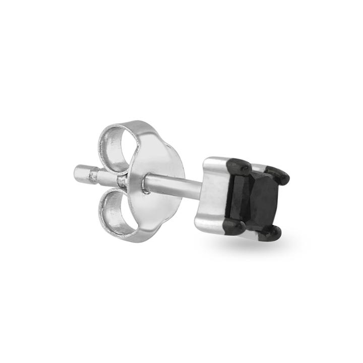 Mens 1/10 Ct. T.w. Color-enhanced Black Diamond 14k White Gold Stud Earring