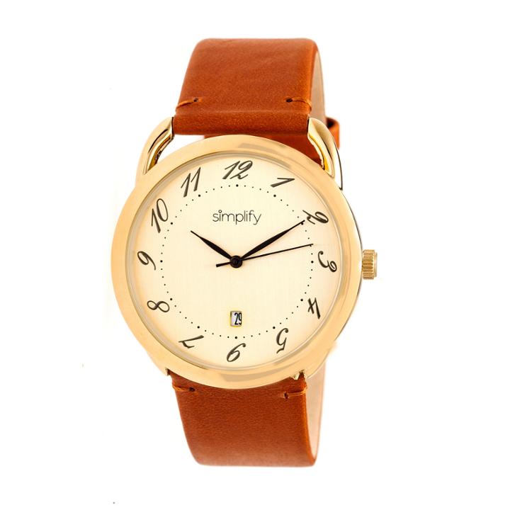 Simplify The 4900 Unisex Brown Strap Watch-sim4903