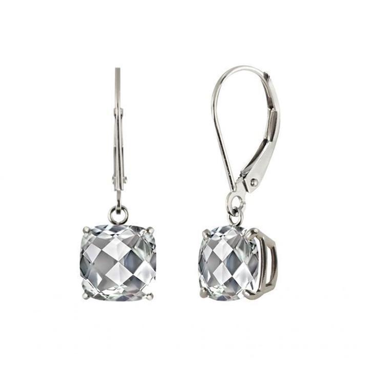 White Topaz Sterling Silver Leverback Dangle Earrings