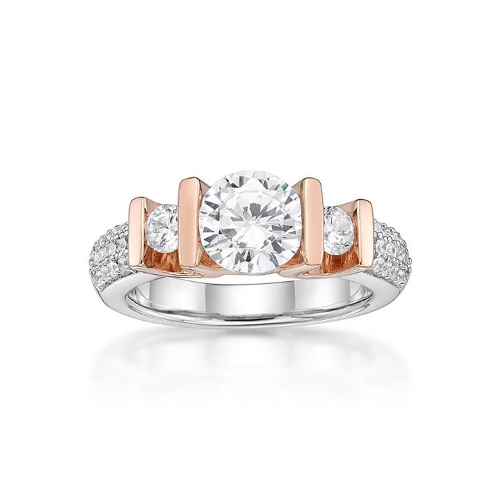 Diamonart Womens 2 Ct. T.w. White Cubic Zirconia 14k Gold Over Silver Cocktail Ring