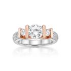 Diamonart Womens 2 Ct. T.w. White Cubic Zirconia 14k Gold Over Silver Cocktail Ring