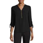 Worthington Zip Front 3/4 Sleeve Blouse - Tall