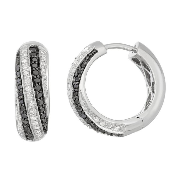 1/2 Ct. T.w. Multi Color Diamond Sterling Silver Hoop Earrings