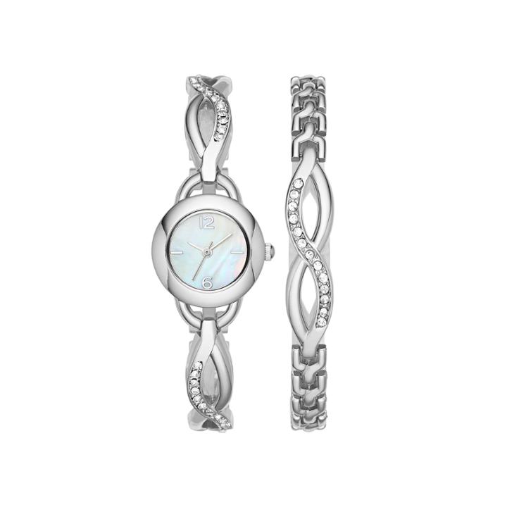 Womens Crystal Glitz Watch And Bracelet Set