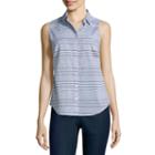 St. John's Bay Relaxed Fit Sleeveless Button-front Shirt