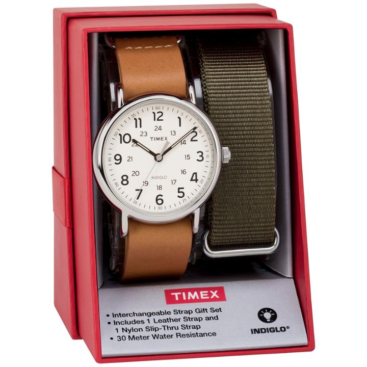 Timex Weekender 40 Box Set Mens Brown 2-pc. Watch Boxed Set-twg015100jt
