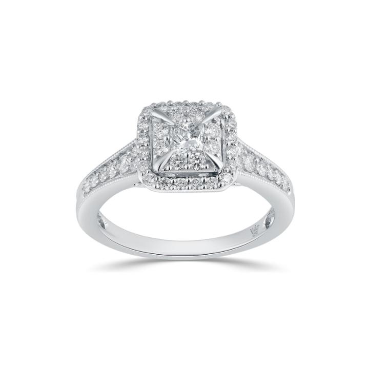 Womens 3/4 Ct. T.w. Multi-shape White Diamond 10k Gold Engagement Ring