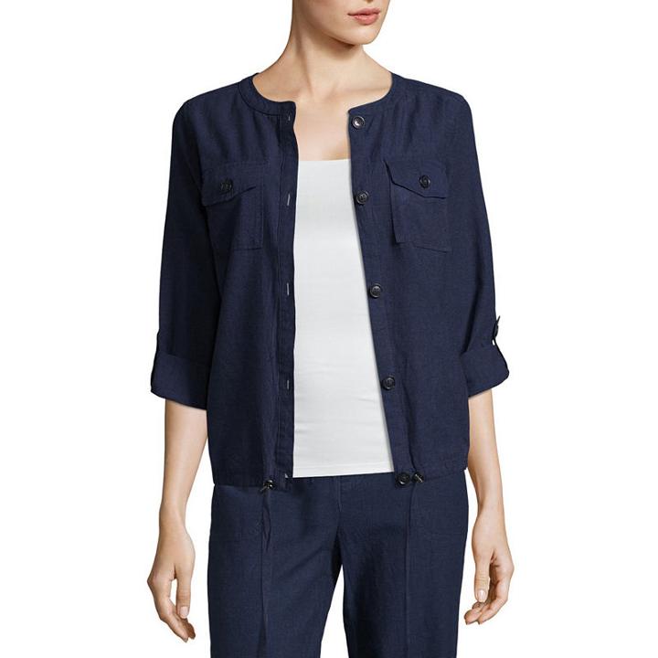 Liz Claiborne Drawstring Hem Linen Anorak