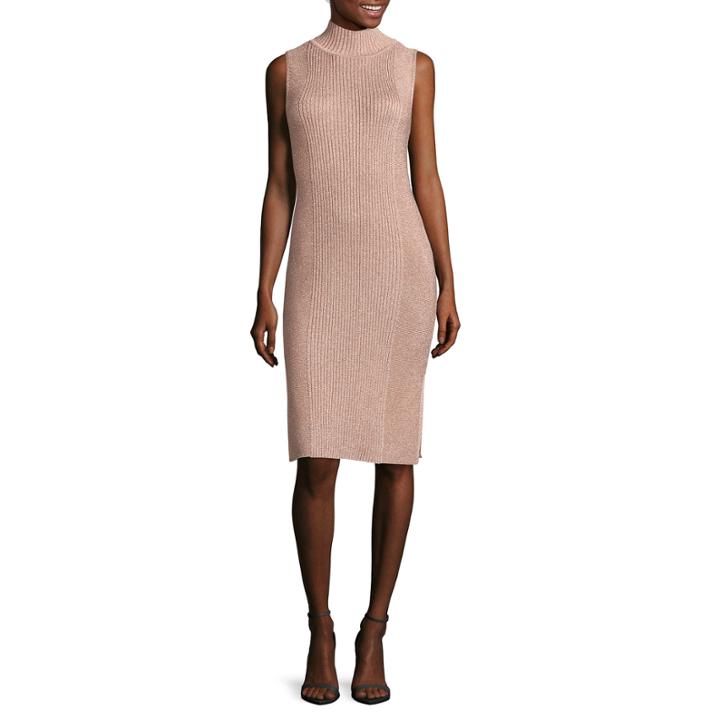 Worthington Sleeveless Mockneck Rib-stitch Dress