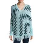 Love By Design Long-sleeve Fringe-trim Poncho