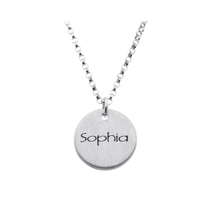 Personalized Sterling Silver Mini Engraved Name Disc Pendant Necklace