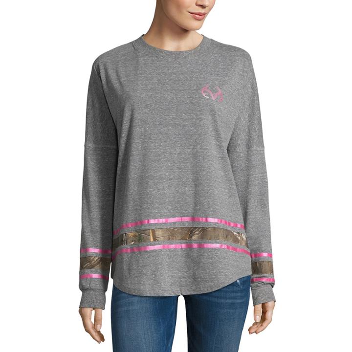 Realtree Long Sleeve Round Neck Camouflage T-shirt-womens