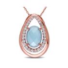 Genuine Chalcedony And White Topaz Rose Gold Over Silver Pendant Necklace