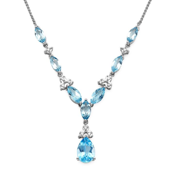 1/10 Ct. T.w. Diamond And Lab-created Blue Topaz 10k White Gold Drop Necklace