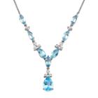 1/10 Ct. T.w. Diamond And Lab-created Blue Topaz 10k White Gold Drop Necklace