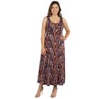 24seven Comfort Apparel Annie Red And Blue Maxi Dress - Plus