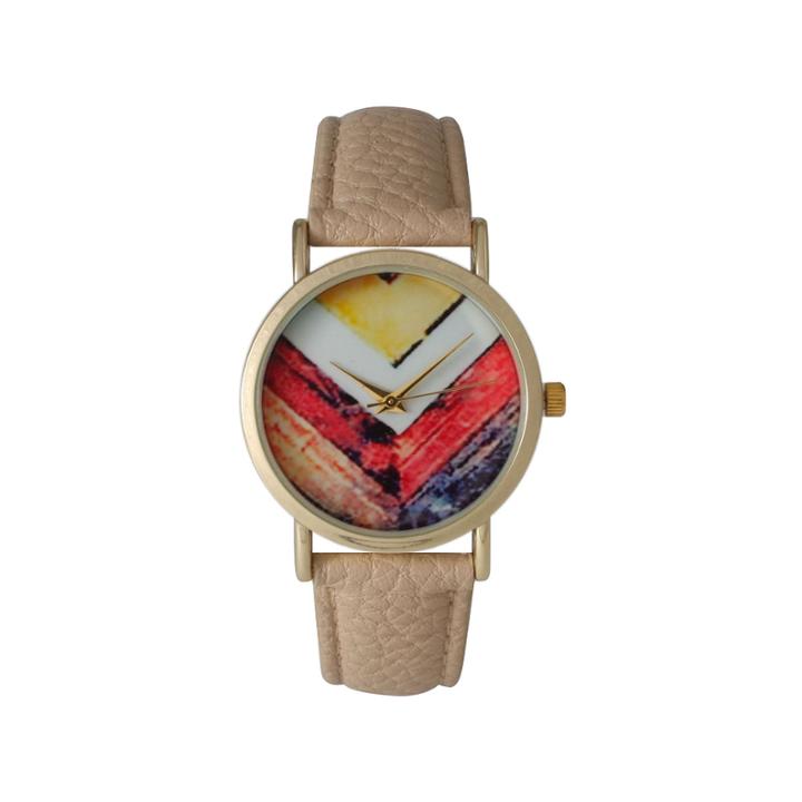 Olivia Pratt Womens Brown Strap Watch-15135beige