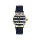 Olivia Pratt Womens Horizontal Stripe Anchor Emblem Dial Navy Silicone Watch
