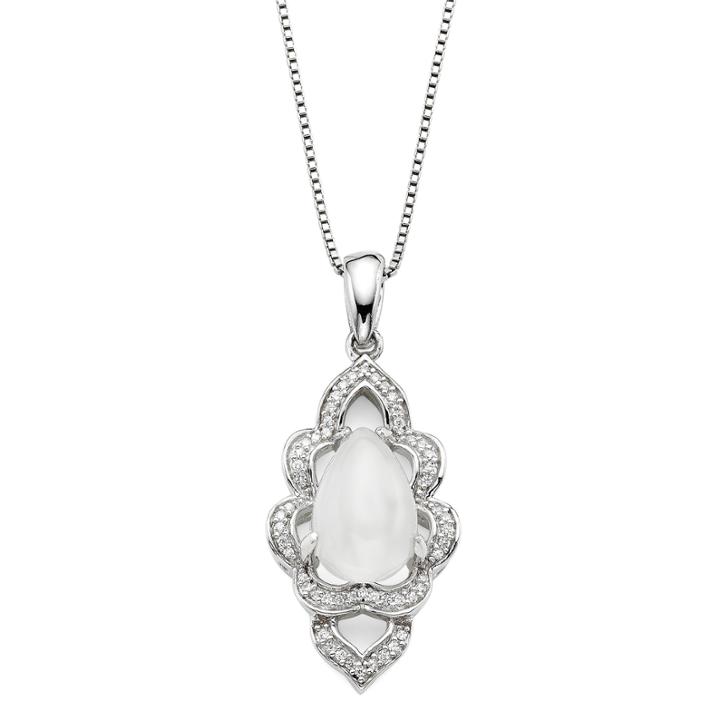 Genuine Moonstone And Lab-created White Sapphire Pendant Necklace