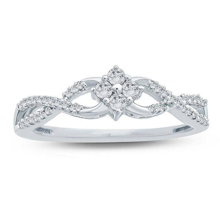 Promise My Love Womens 1/5 Ct. T.w. Genuine Round White Diamond 10k Gold Promise Ring