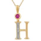 H Womens Lab Created Red Ruby 14k Gold Over Silver Pendant Necklace