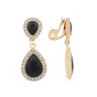Monet Jewelry Black Goldtone Large Drop Clip Earring