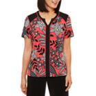 Alfred Dunner Saratoga Springs Short Sleeve Split Crew Neck T-shirt